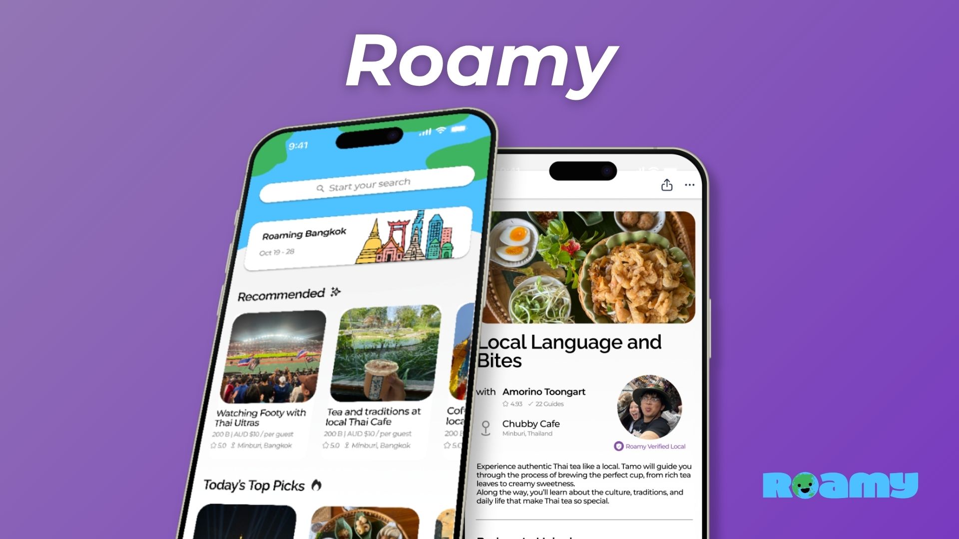 Roamy app mockup